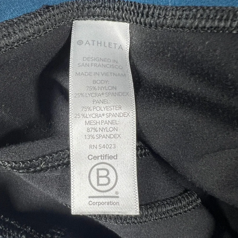 Athleta Womens Small Black Teal‎ Colorblock Mesh Panel Leggings